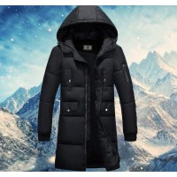 Doudoune Homme Longue Parka Luxe duvet Sport Elegance Capuche Noir 2017